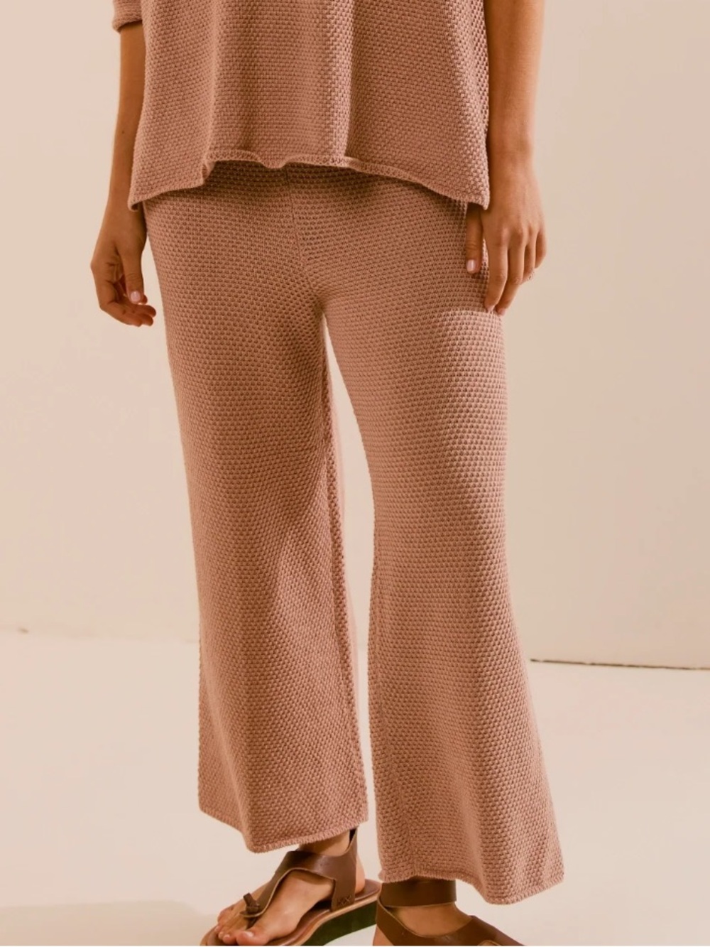 FREE PEOPLE BEACH HAILEE WAFFLE KNIT SWEATER PANTS